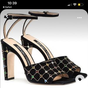 Sergio Rossi NEVER BEEN WORN black suede sandals with multicolor gems
